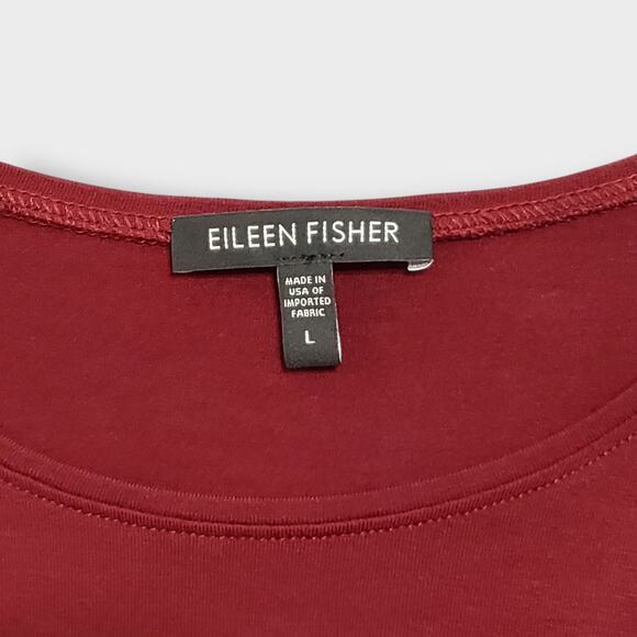 Eileen Fisher Lightweight Rayon Stretch Long Sleeve Tee Red Large Basic Casual - Picture 5 of 11